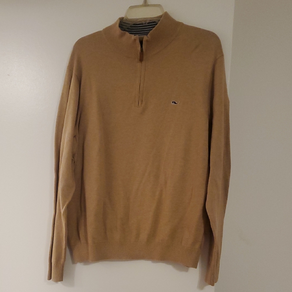 Vineyard Vines Men's Tan Zip-Up Sweater